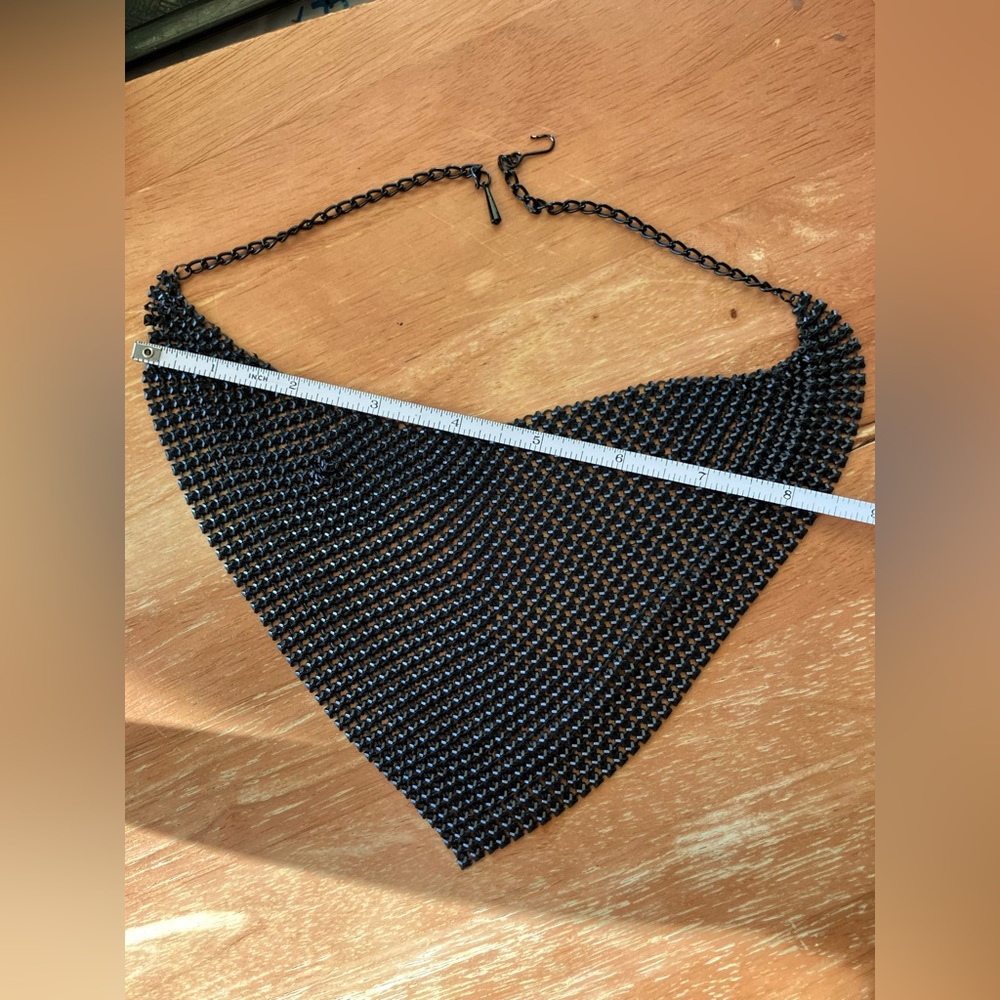 Black Chainmail Triangle Statement Necklace - image 2